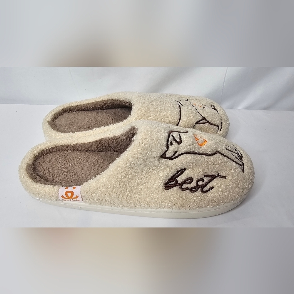 Best Friends House Slippers Plush Cat Dog - Picture 2 of 6